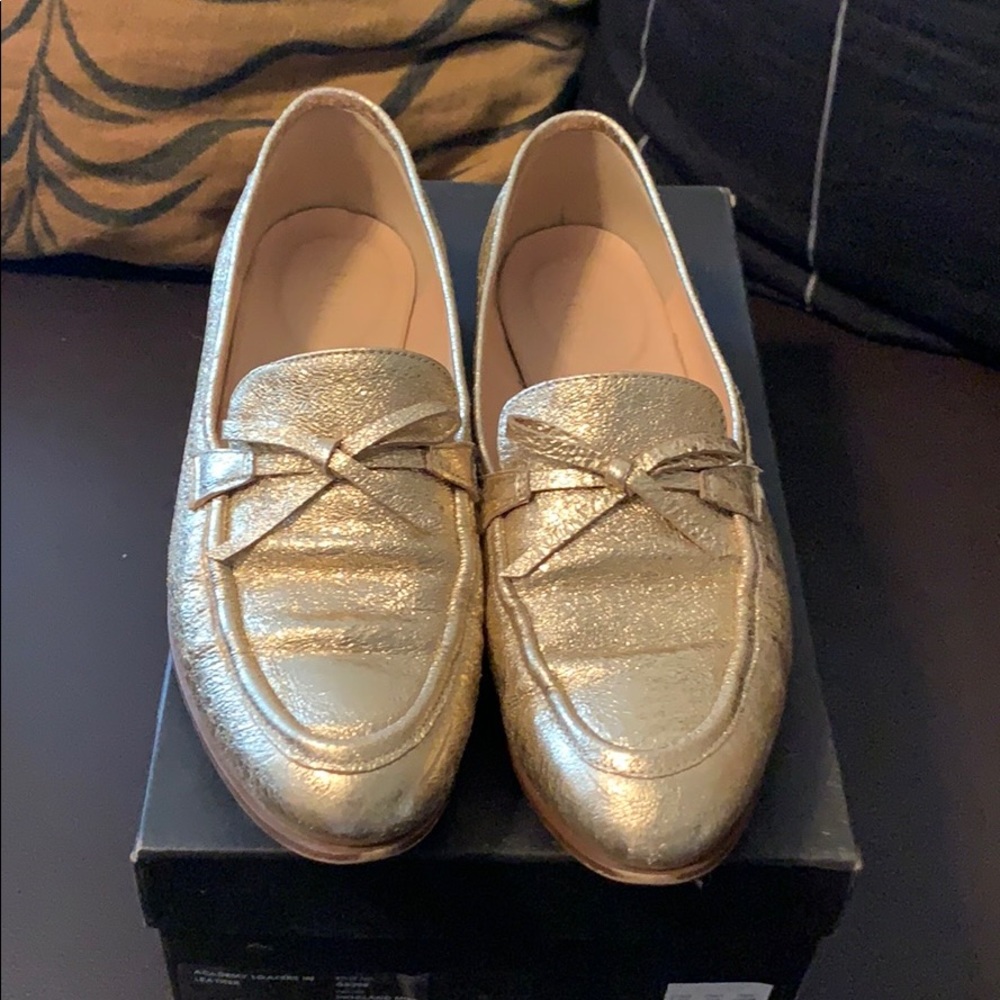GUC, J.CREW metallic academy loafer, sz 7.5